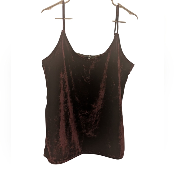 7 For All Man Kind Women's Size Medium Spaghetti Strap Burgundy Velvet Tank Top - Picture 1 of 8